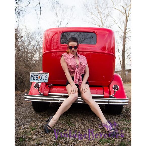 Vintage Wrangler Red Gingham Sleeveless Pearl Snap Western Shirt XL USA Made - Picture 10 of 16